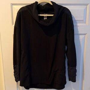 Black Cowl Neck Flannel Sweatshirt